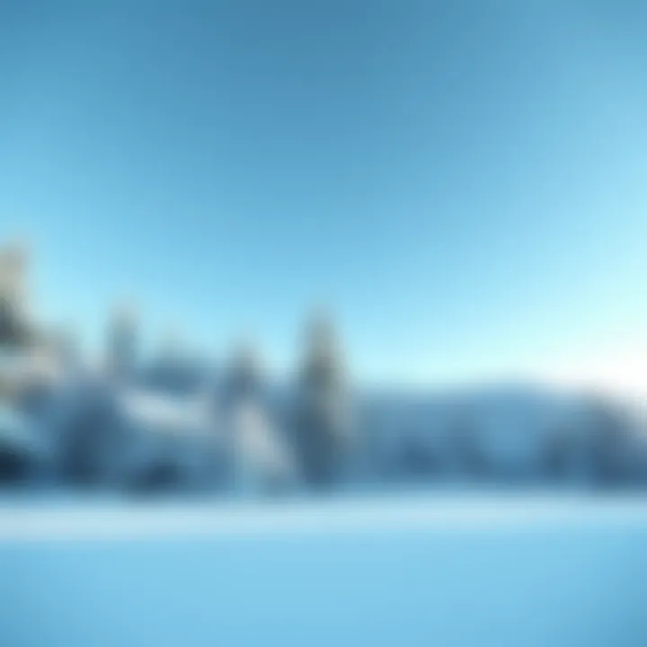 A winter landscape covered in snow with trees and a clear blue sky, representing the return of cold weather.