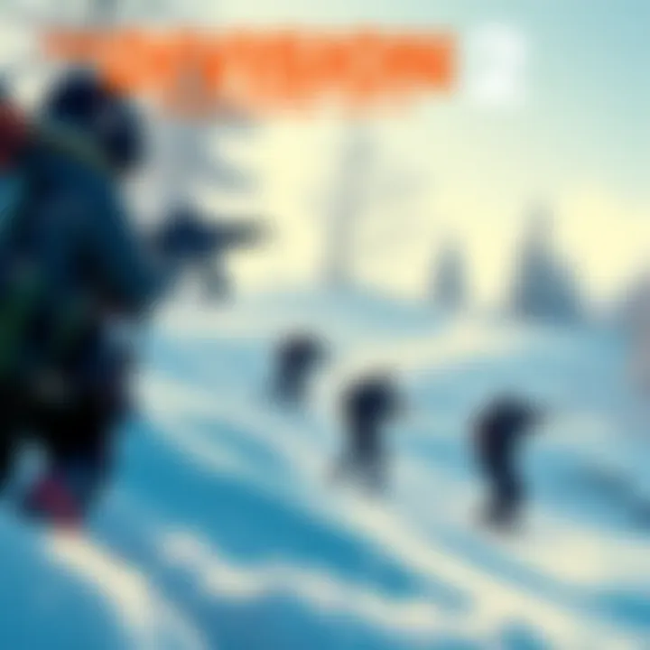 A snowy environment in Division 2 featuring players in winter gear, snow-covered terrain, and excitement around new gameplay.