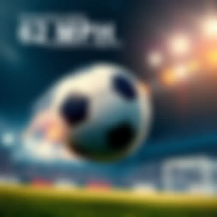 Soccer ball flying across the field A soccer ball in mid-air, traveling fast towards the goal after a powerful shot