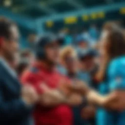 A group of soccer fans sharing opinions about the Chicago police's performance during a game