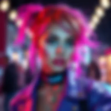 A social media star shows off her latest look, featuring bright hair and trendy clothes, engaging with her followers online.