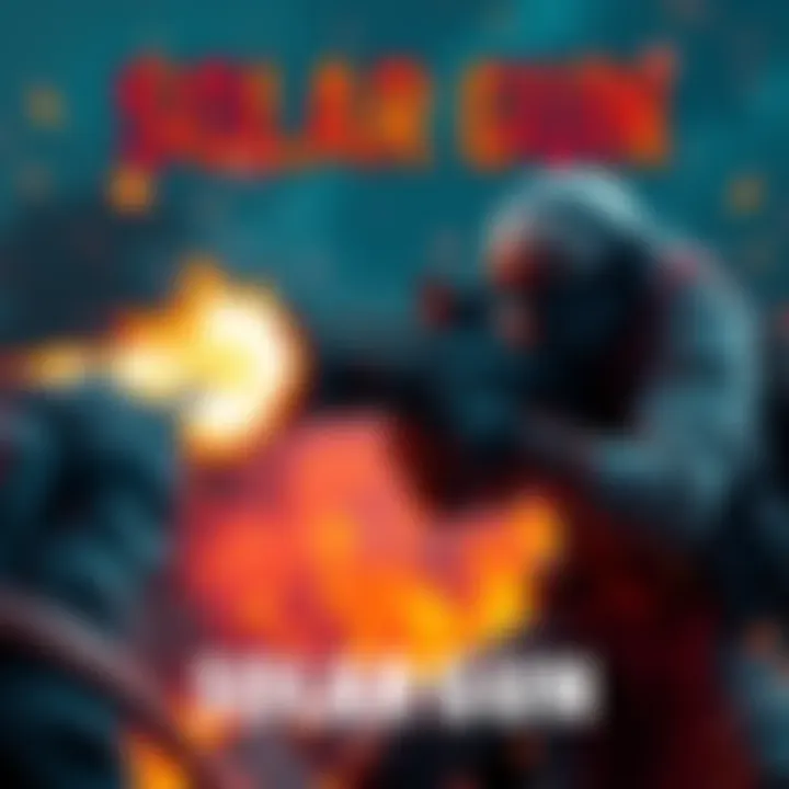 A character firing a Solar Machine Gun in a vibrant battle scene, showcasing weapon combos and gear setups.