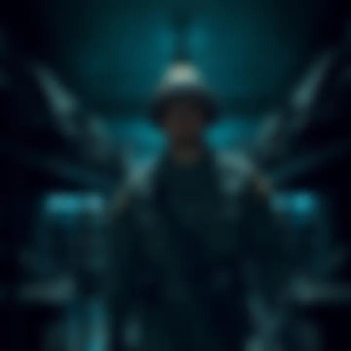 Soldier Sleepwalking at Night A soldier in military uniform sleepwalking in a dimly lit barracks, appearing disoriented and confused.