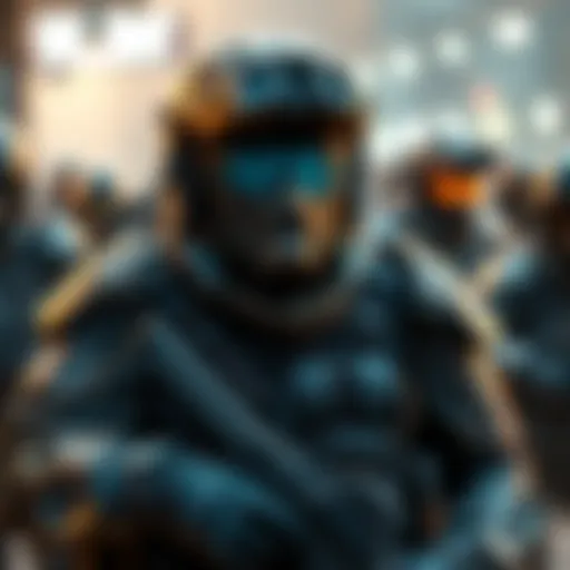 Soldier in Battle Gear A heroic soldier wearing tactical gear, ready for combat in a futuristic setting, facing various enemies with determination.