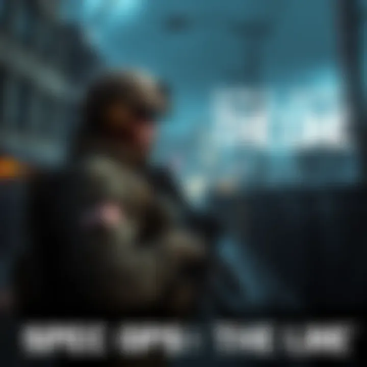 A soldier in a tactical uniform with a weapon, looking pensive in an urban war zone, representing the themes of conflict and morality in SPEC OPS: THE LINE.