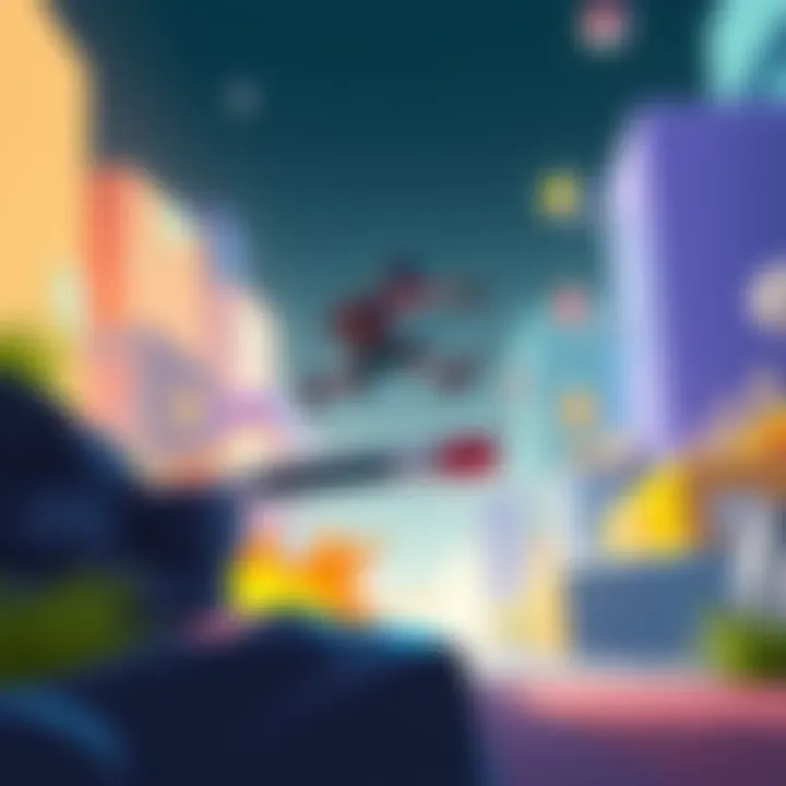 Action Scene in 2D Side-Scroller A character jumps over an obstacle in a colorful 2D side-scroller environment, showcasing gameplay mechanics.