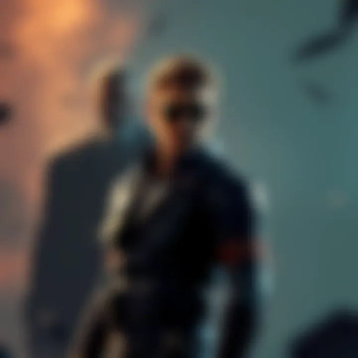 Solid Snake stands confidently while Big Boss appears in the background, symbolizing their complex relationship in Metal Gear lore.