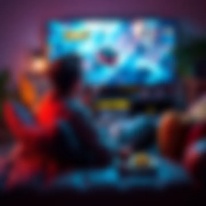 Solo Gamer Enjoying a Game A person sitting comfortably on a couch, focused on playing a singleplayer video game on a large screen, surrounded by snacks and drinks, representing the rise of solo gaming experiences.