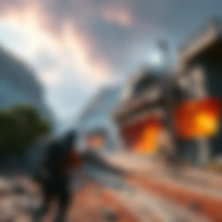 A lone player carefully scouting a high-tier loot area, evading Arc threats while preparing to collect valuable items.