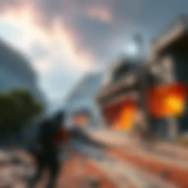 Solo player navigating loot area against Arc A lone player carefully scouting a high-tier loot area, evading Arc threats while preparing to collect valuable items.