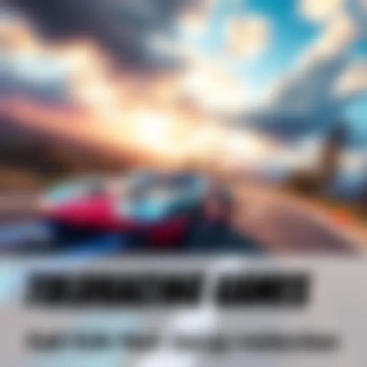 A high-speed car racing on a scenic road, showcasing exciting gameplay for solo players.