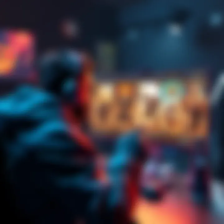 A gamer exploring different solo character builds on their screen, showing various characters with unique attributes and skills.