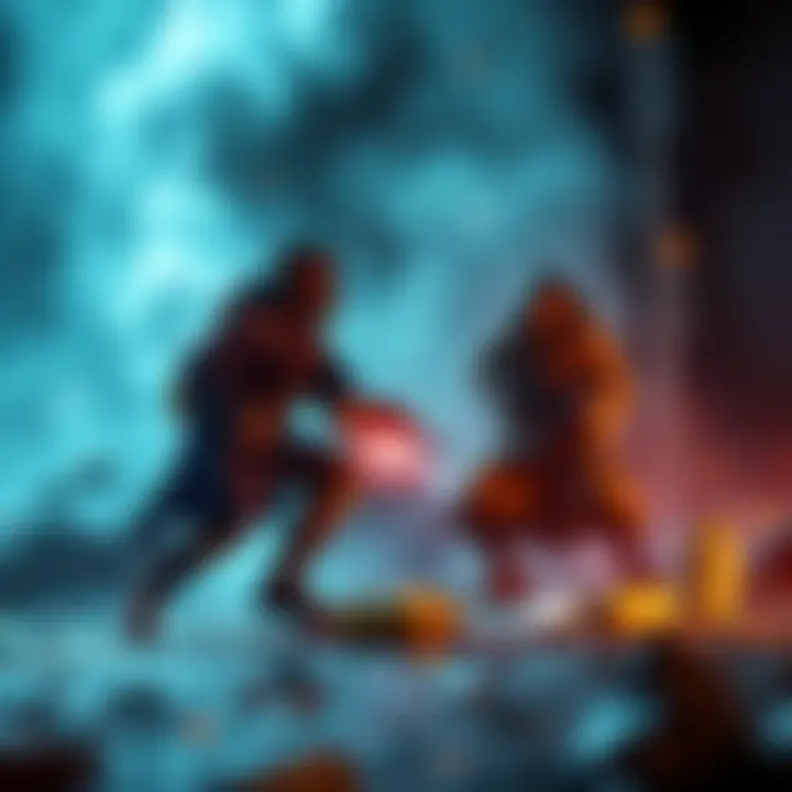 A player engaged in a solo contract while facing off against another player in a PvP encounter, with loot visible on the ground.