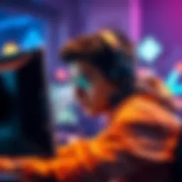 A gamer playing alone on a computer, focused on the screen with intense concentration, showcasing the solo gaming experience.