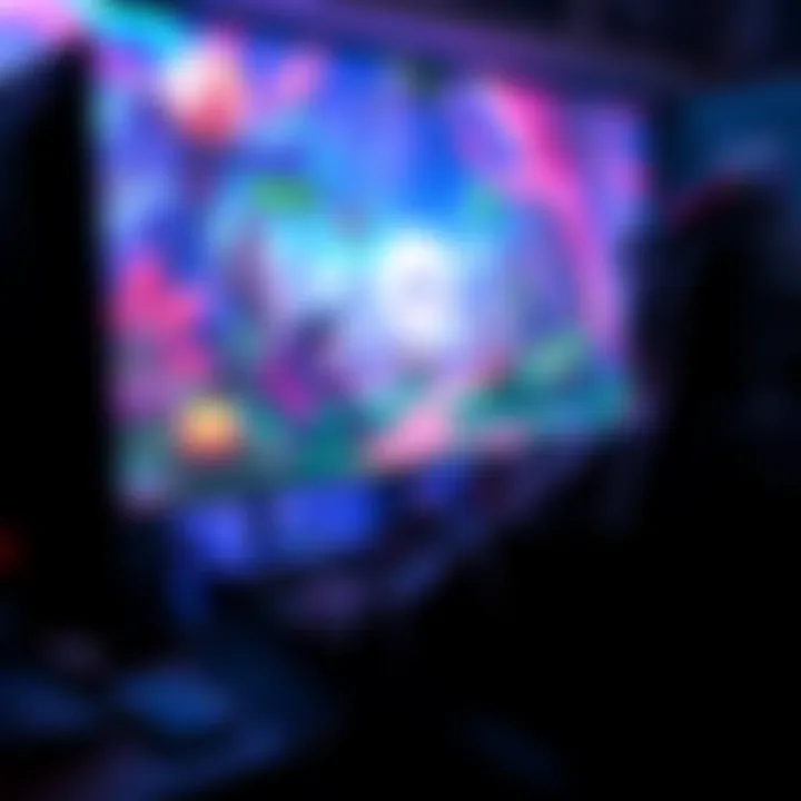 A person playing a video game on a computer, enjoying a single-player RPG experience with vibrant graphics.
