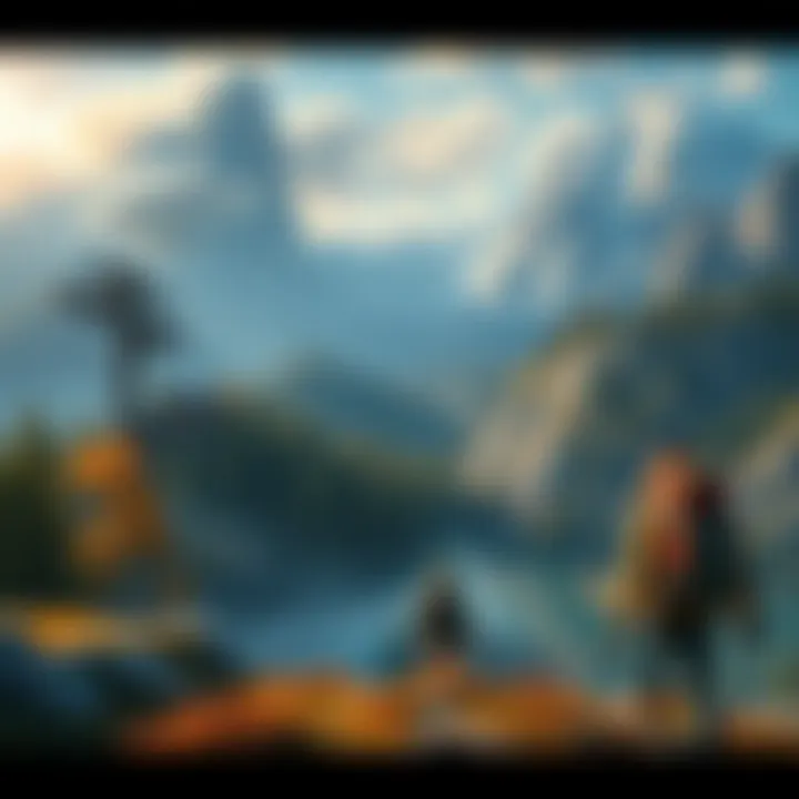 A player exploring a vast open world in a video game, showcasing diverse environments like forests, mountains, and towns.