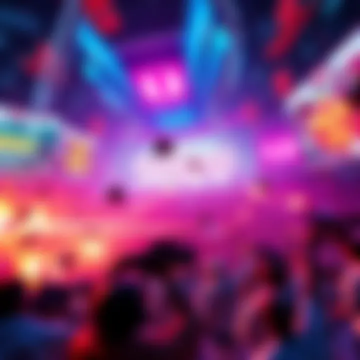 A chaotic scene of players engaging in constant battles in a vibrant gaming arena, showcasing the shift from solo play to a battle royale experience.