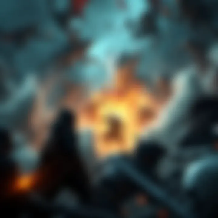 A lone player facing multiple enemies in a challenging game environment, struggling to survive while trying to complete quests.