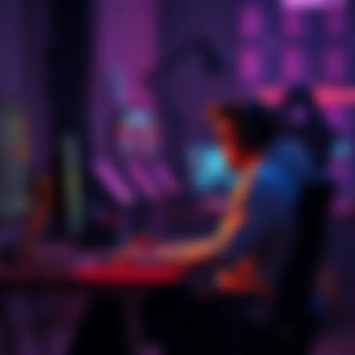 A gamer sitting alone at a desk, looking frustrated while playing a challenging video game on a computer.