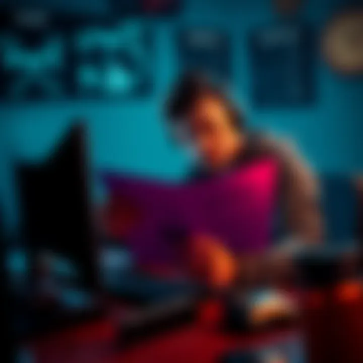 A solo player looks frustrated while reading a confusing in-game contract on their computer screen, surrounded by gaming gear.