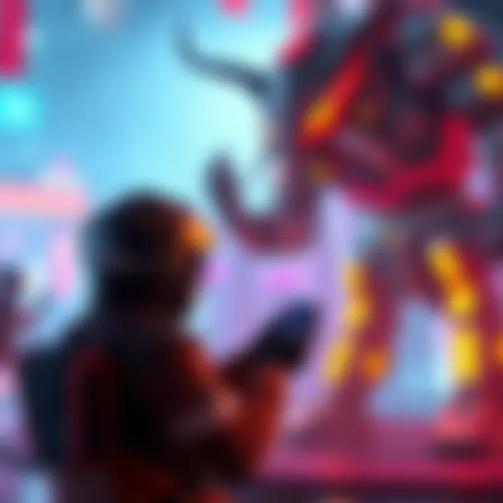 A gamer playing alone in Marathon's PVE mode, facing a boss character in a vibrant game setting