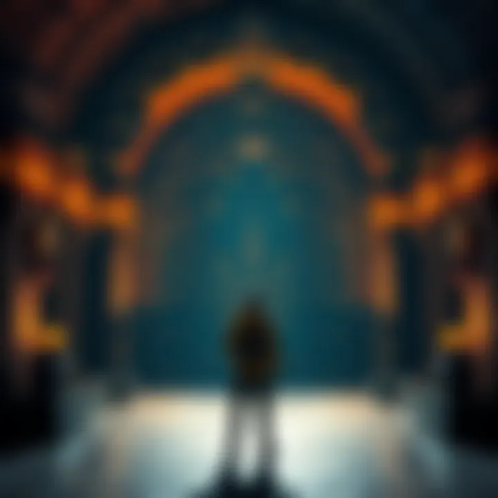 A solo player standing in front of a large, ornate vault, contemplating the challenge ahead.