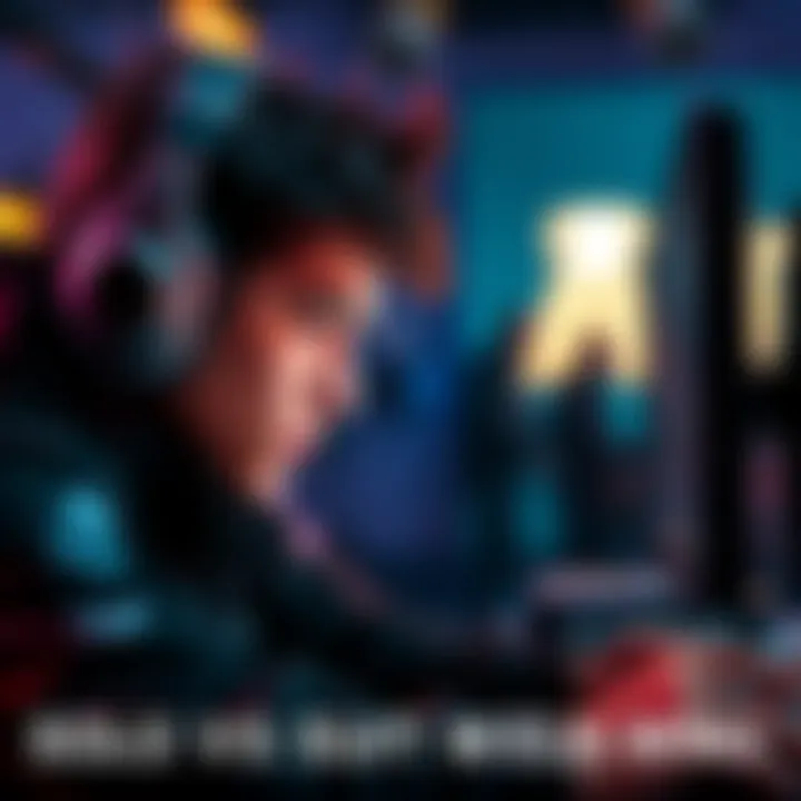 A gamer focused on the screen, highlighting solo gameplay in a squad-heavy match, showing intense concentration.