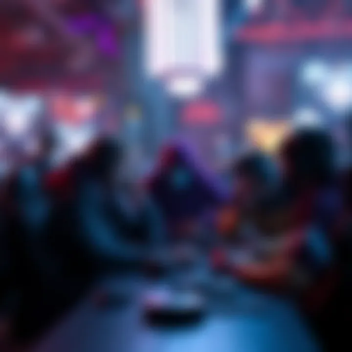 Players discussing strategies in a gaming setting, with solo and trio icons representing different play styles.