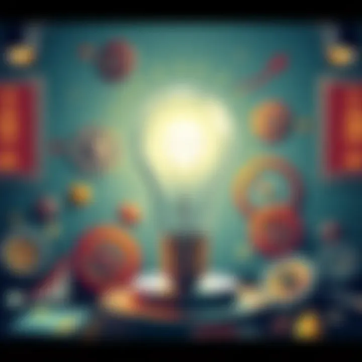 Solution for Epic An illustration showing a bright lightbulb representing the only solution for Epic surrounded by context-related elements like gears and graphs.