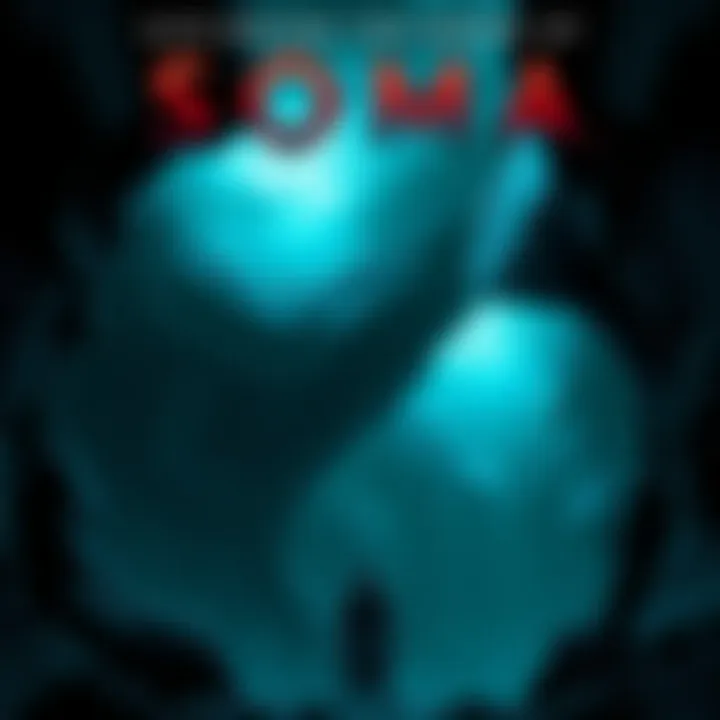 Cover illustration of the SOMA novelization showing a dark underwater setting with futuristic elements and a central character contemplating choices