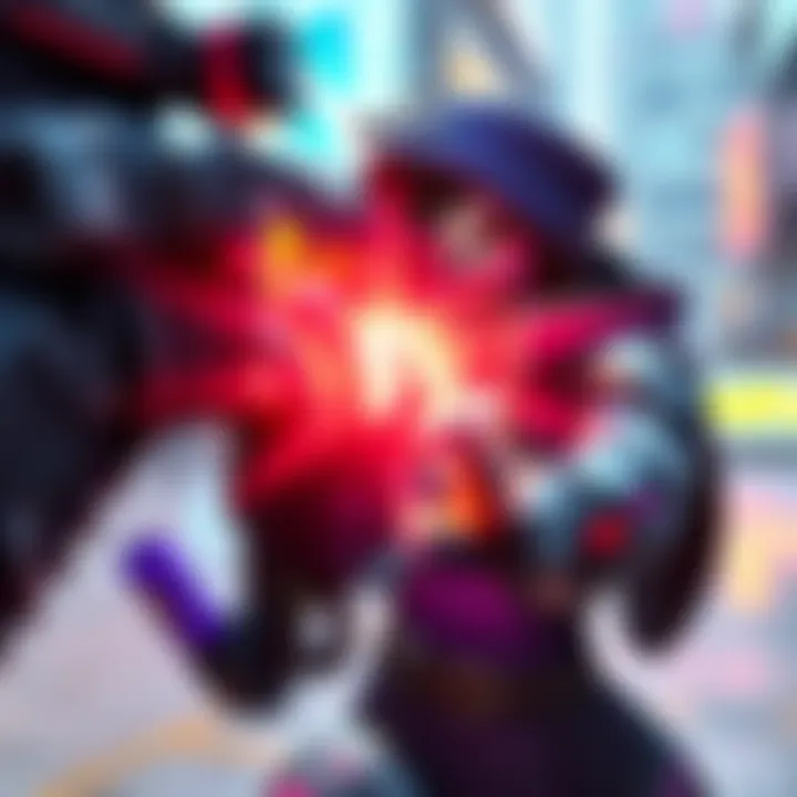 Sombra using her new ability in Overwatch Sombra reveals enemy ultimate statuses while targeting a hacked opponent in a vibrant Overwatch environment