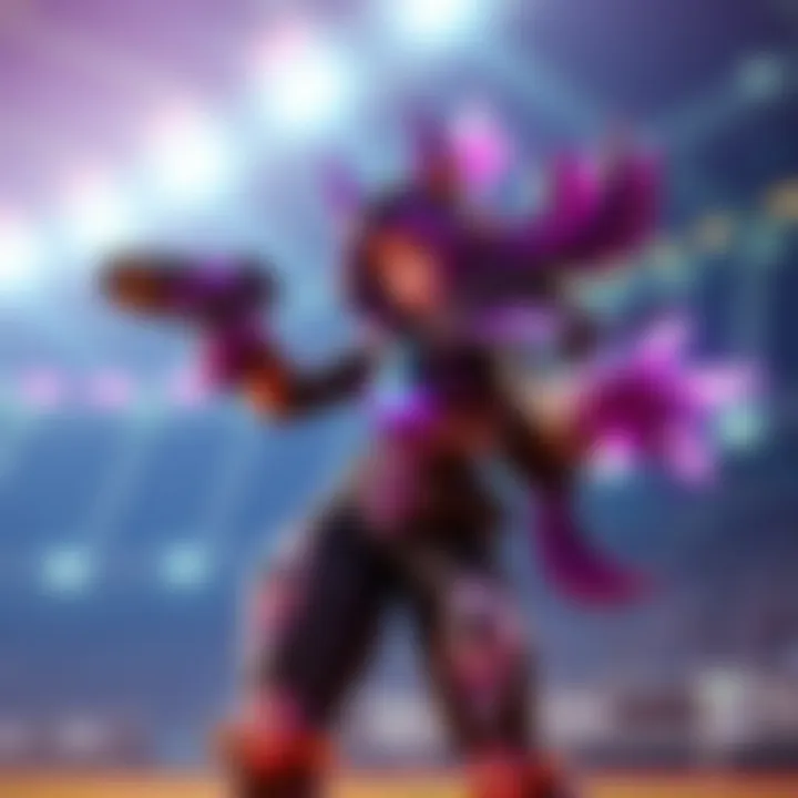 Sombra using her innovative abilities in a stadium setting, showcasing dynamic gameplay.