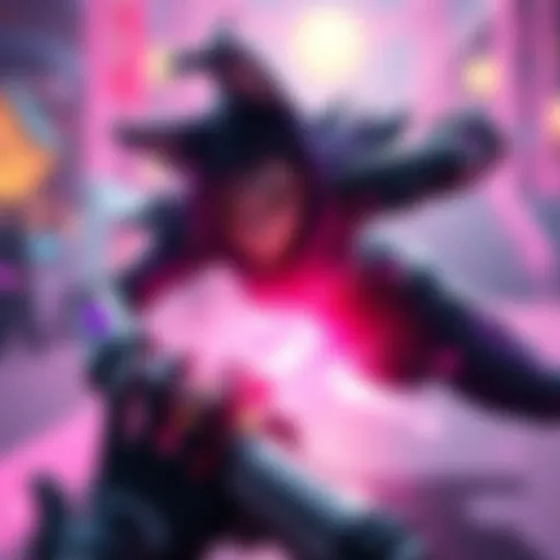 A dynamic scene of Sombra successfully executing a play in a vibrant gaming environment, showcasing her stealth and strategy.
