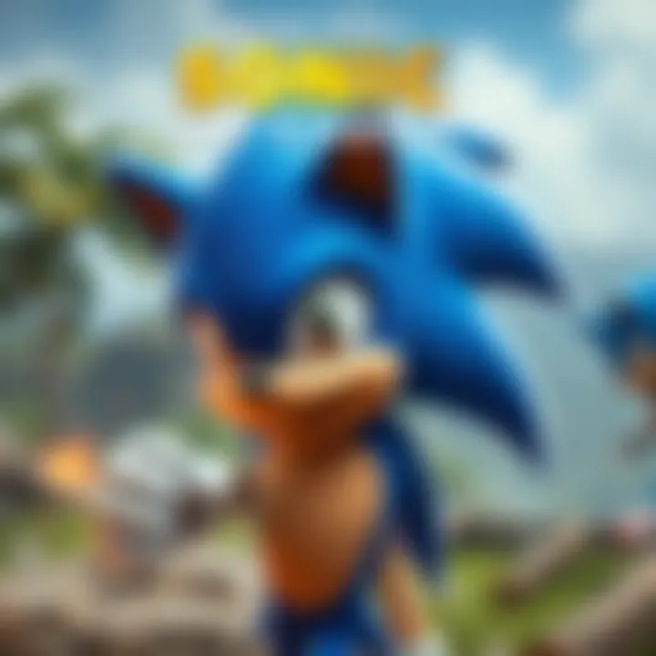 Sonic the Hedgehog character featured in PUBG Mobile's 4.0 update, showcasing vibrant colors and dynamic pose