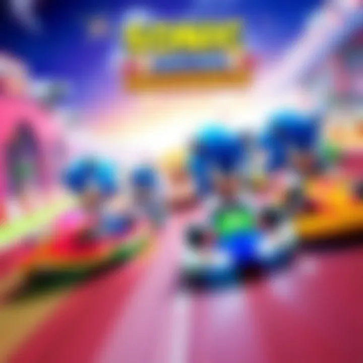 Sonic Racing Crossworlds featuring confirmed characters like Spongebob and TMNT with colorful racing karts on a vibrant track