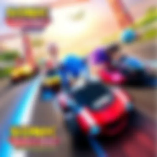 Promotional artwork featuring Sonic and racing vehicles on vibrant tracks