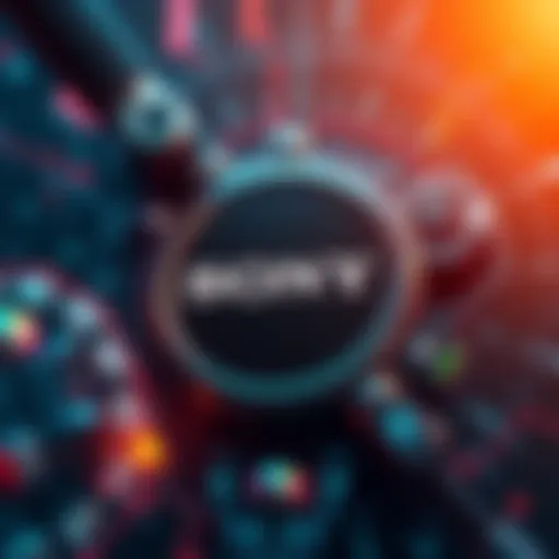 A graphic showing the Sony logo with futuristic tech elements around it