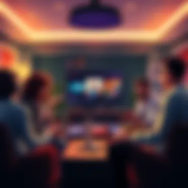 A group of gamers discussing Sony's claim about digital game ownership in a living room atmosphere.