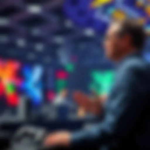 An industry expert discussing Sony's discless gaming future at a conference with gaming consoles in the background.