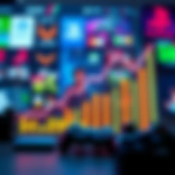 Graph showing Sony's $4.2 billion earnings from PC and Xbox game sales with gaming icons in the background.