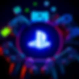 Sony logo surrounded by gaming controllers and PC graphics symbols