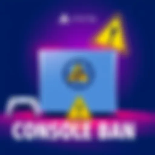 Illustration showing a banned PS5 console with a warning symbol, highlighting risks of console bans.