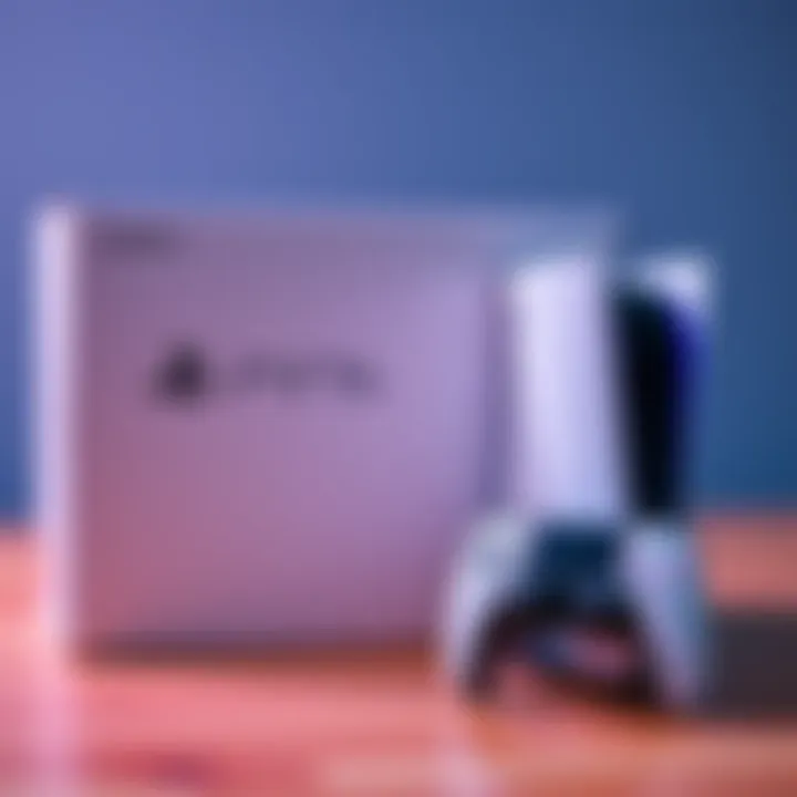 A Sony PS5 console placed next to a repair box, showing the console ready for service.