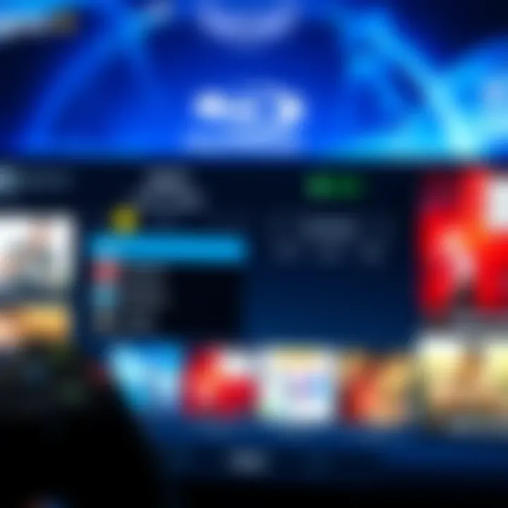 A digital gaming interface showing various game options, with a blurred image of a traditional Blu-ray disc in the background