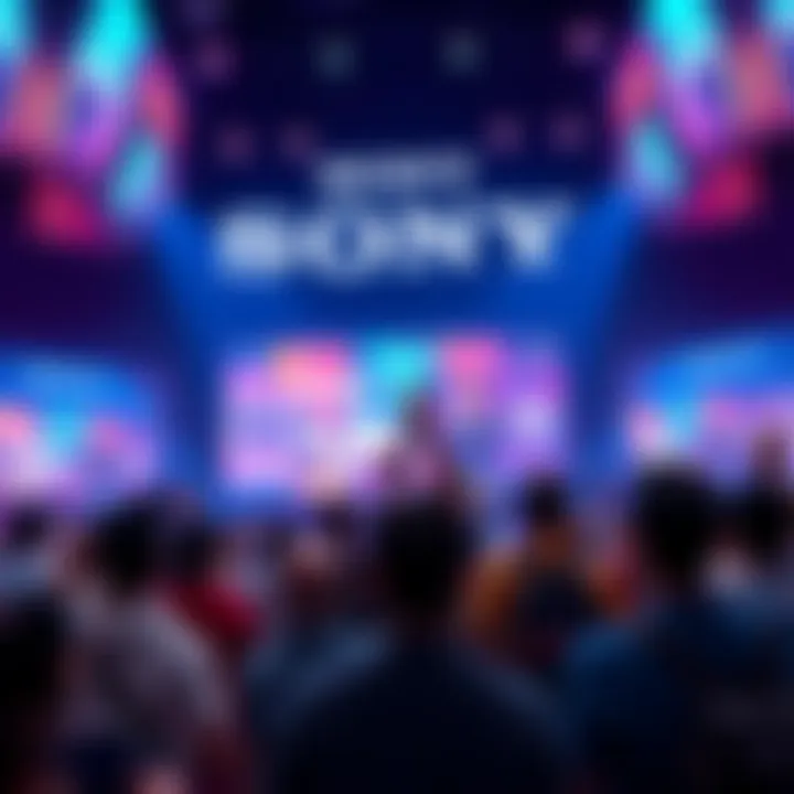 Crowd watching Sony's State of Play on large screens, celebrating record viewership.