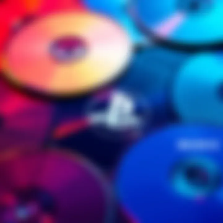 A collection of game discs with a Sony PlayStation logo, highlighting the shift to digital gaming as physical media becomes obsolete.