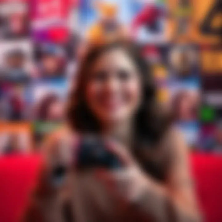 Soraya Saga smiling while holding a gaming controller, with a backdrop of iconic game covers she helped create, symbolizing her retirement from video game writing.