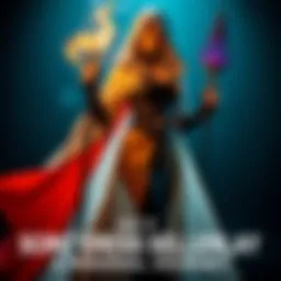 A person wearing a Sorceress Sellen cosplay with a flowing robe and magical staff, showcasing a creative sewing project.