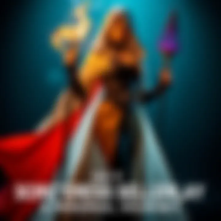 A person wearing a Sorceress Sellen cosplay with a flowing robe and magical staff, showcasing a creative sewing project.