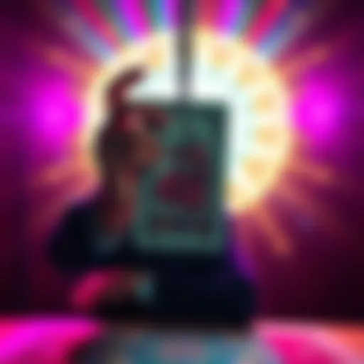 A person holding The Hanged Man card, symbolizing transformation and change, with a bright background.